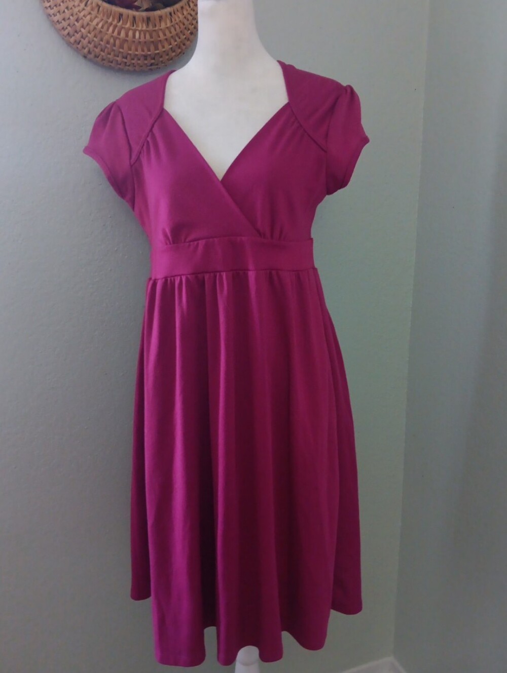 RockSteady Magenta Fit & Flare V-Neck Midi Dress Sparrow Embroidered
